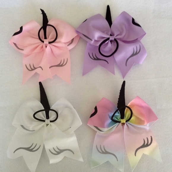 4 pcs/set Unicorn 濾 ponytail hair bow - Picture 2 of 7